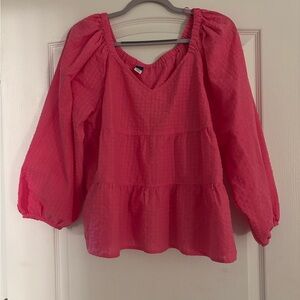 Old Navy Pink Ruffled Blouse with Flutter Sleeves